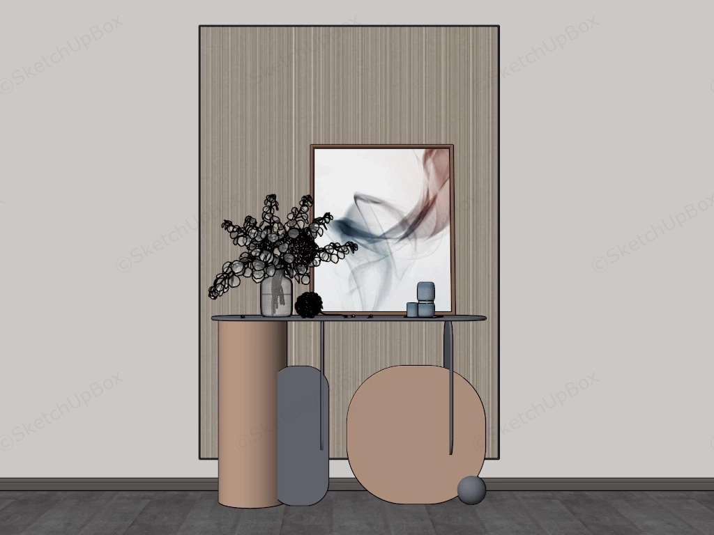 Entry Console Table sketchup model preview - SketchupBox