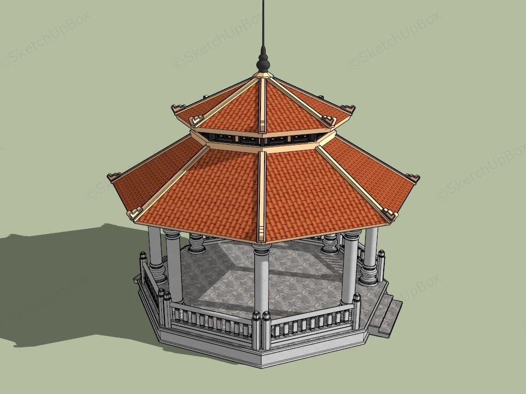 Double Roof Octagon Gazebo sketchup model preview - SketchupBox