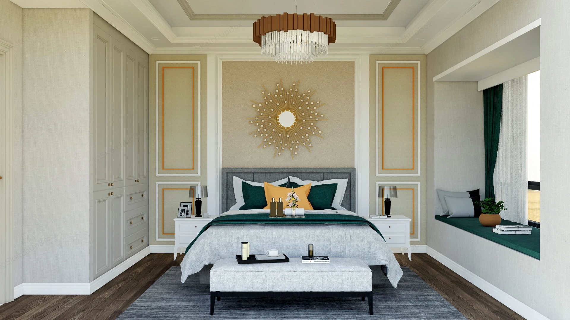 Bedroom With Bay Window Idea sketchup model preview - SketchupBox
