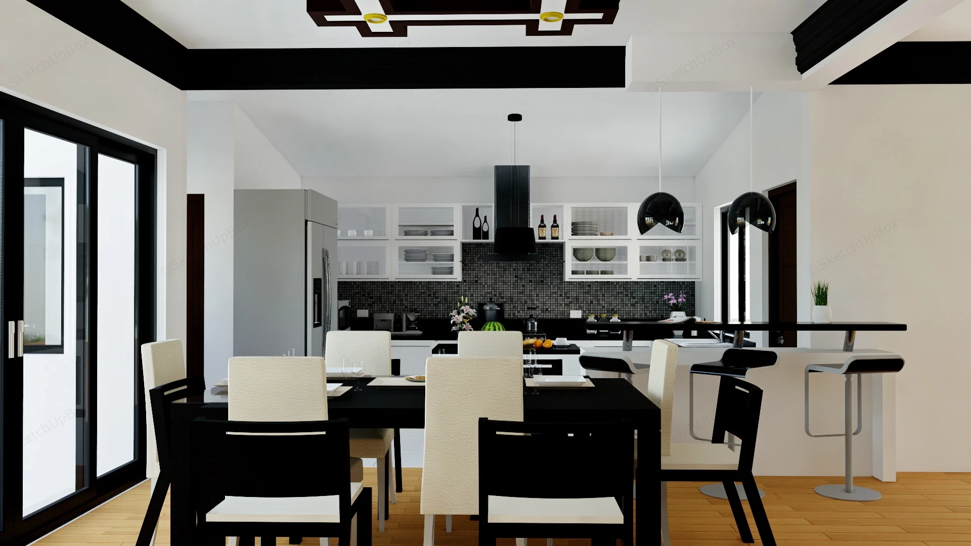 Black And White Kitchen sketchup model preview - SketchupBox