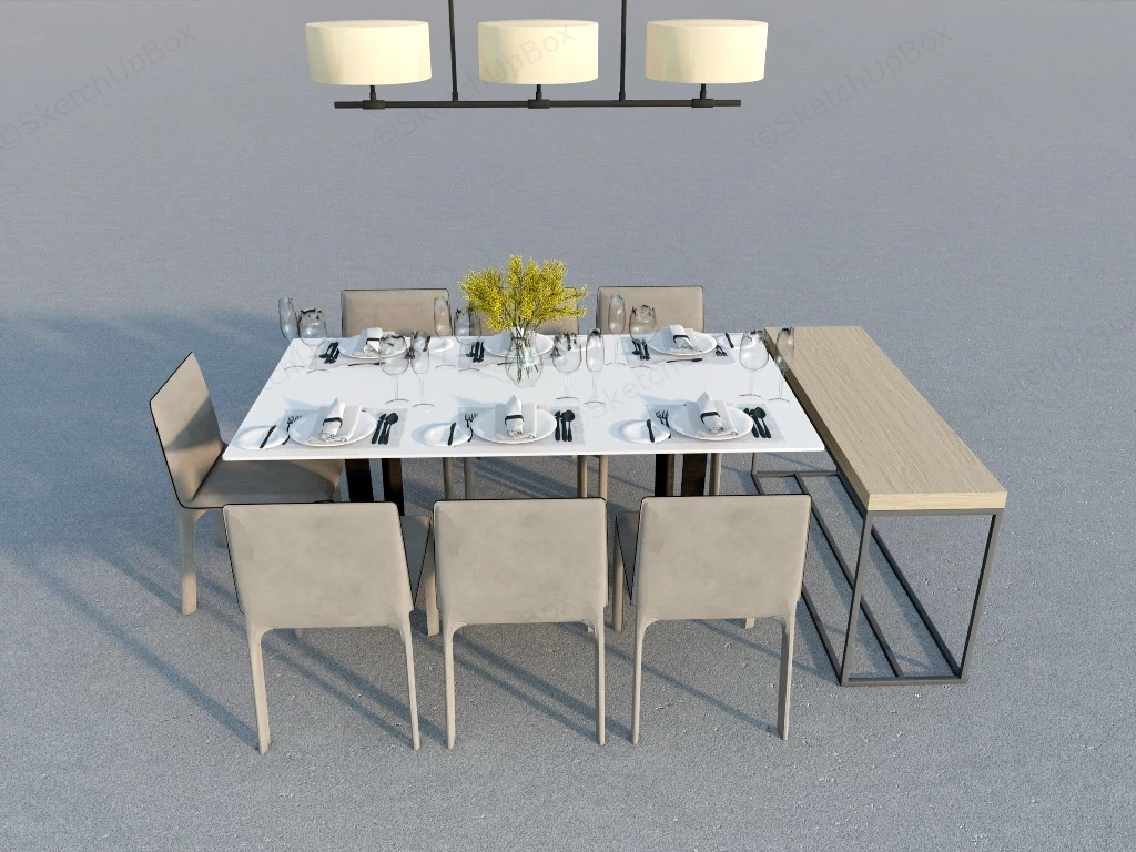Modern Dining Table Set sketchup model preview - SketchupBox