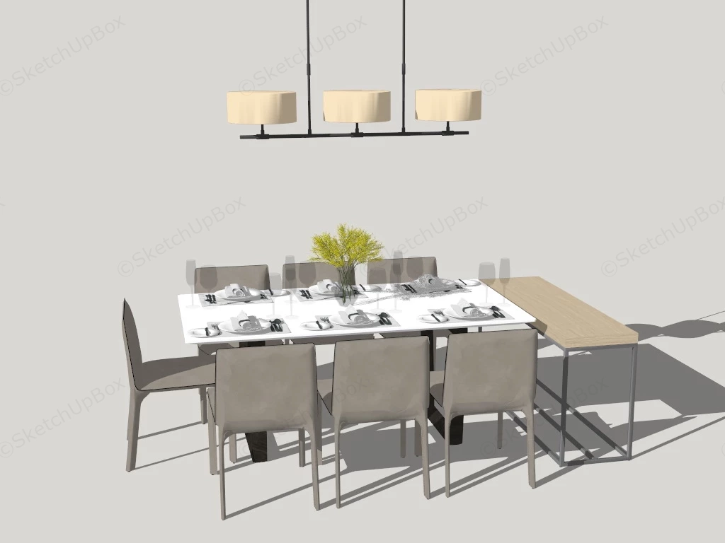 Modern Dining Table Set sketchup model preview - SketchupBox