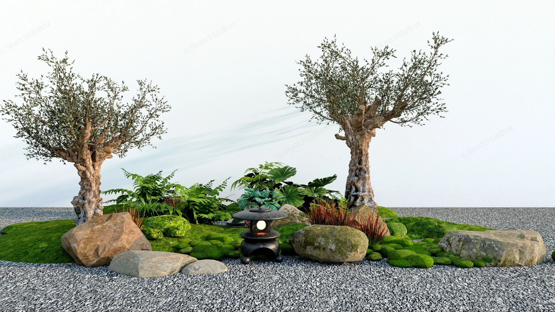Ancient Tree Zen Garden Design sketchup model preview - SketchupBox