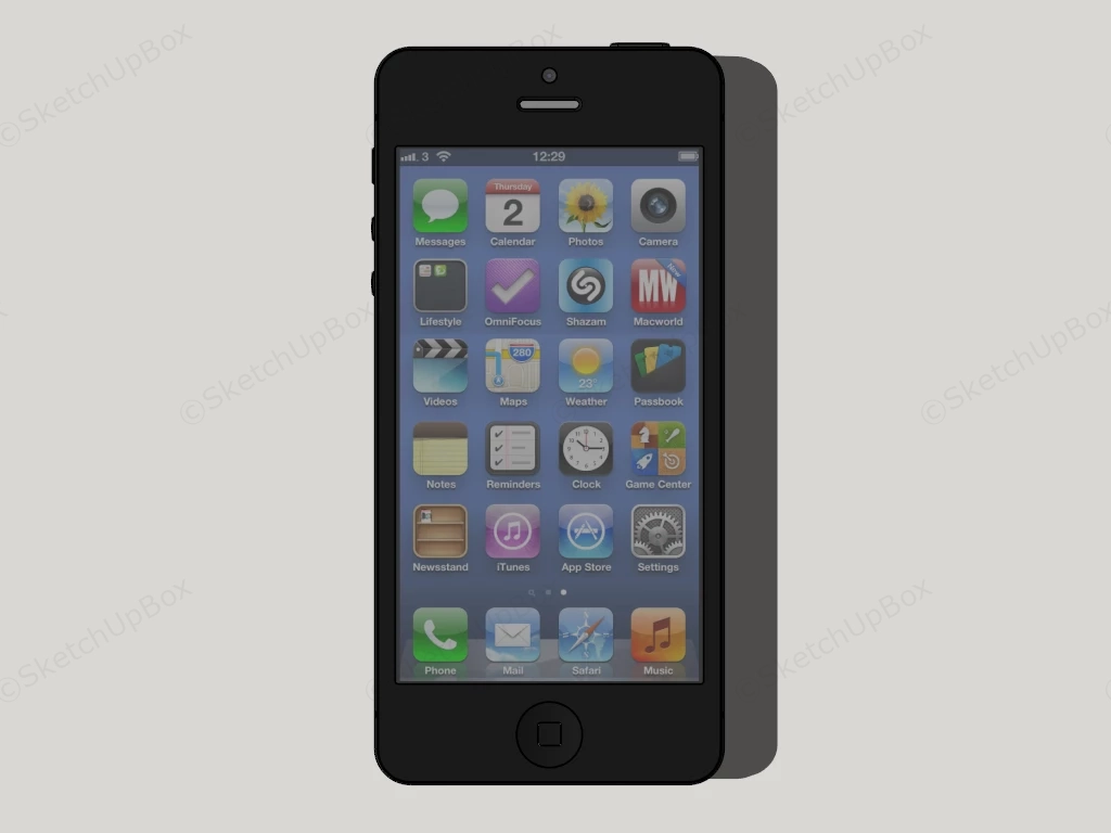 Apple IPhone 5 Black sketchup model preview - SketchupBox