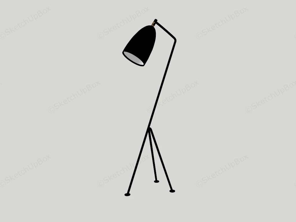 Modern Black Tripod Floor Lamp sketchup model preview - SketchupBox