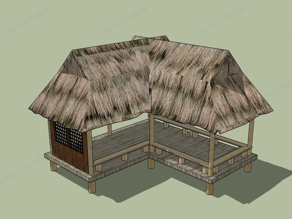 Stilt Thatched Pavilion sketchup model preview - SketchupBox