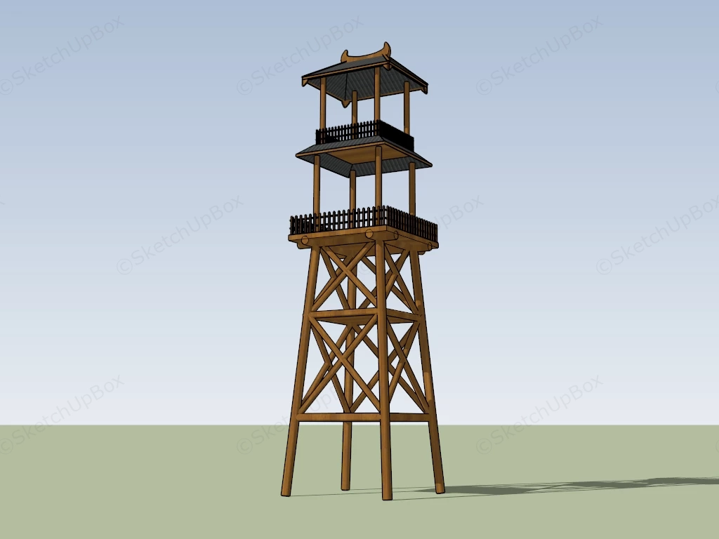 Wooden Watch Tower sketchup model preview - SketchupBox