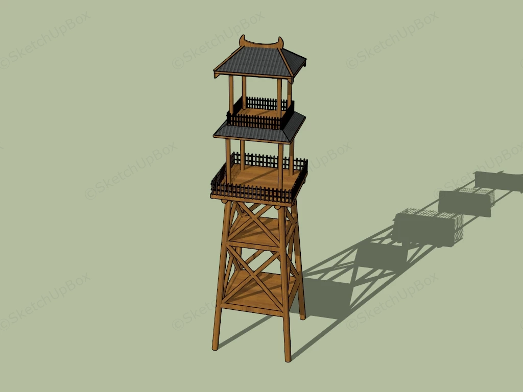 Wooden Watch Tower sketchup model preview - SketchupBox