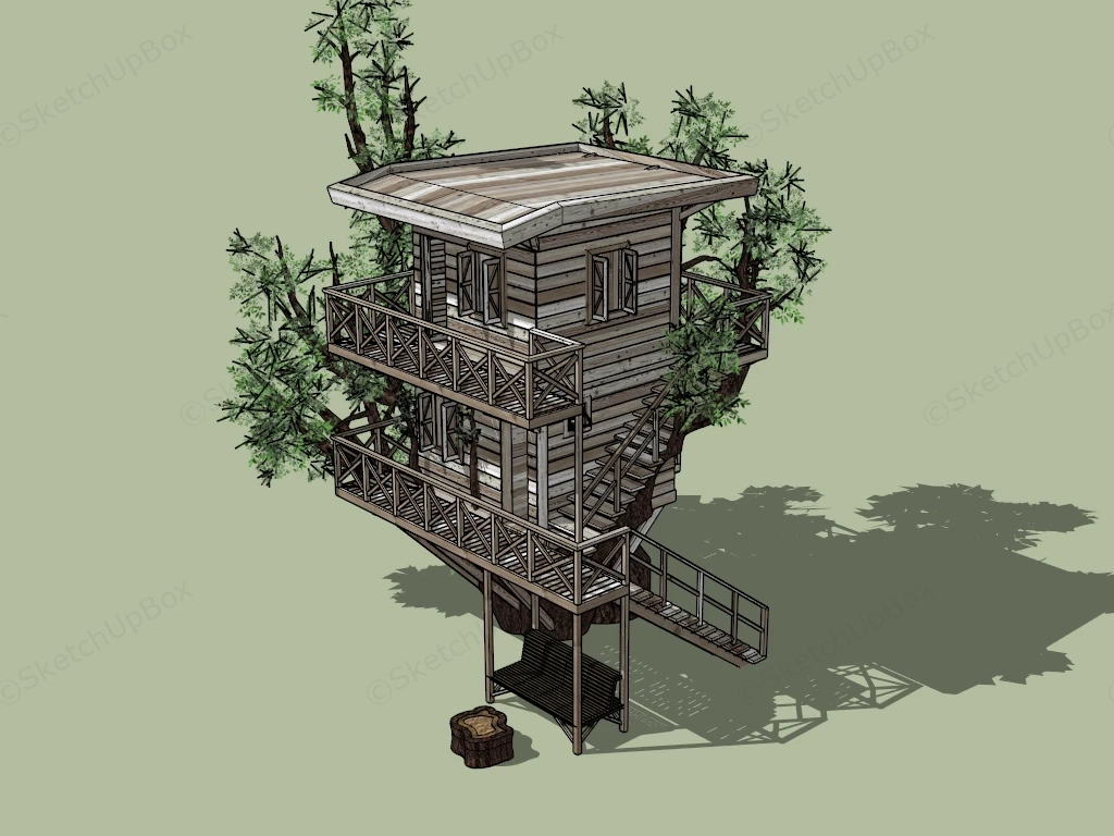 2 Story Treehouse sketchup model preview - SketchupBox