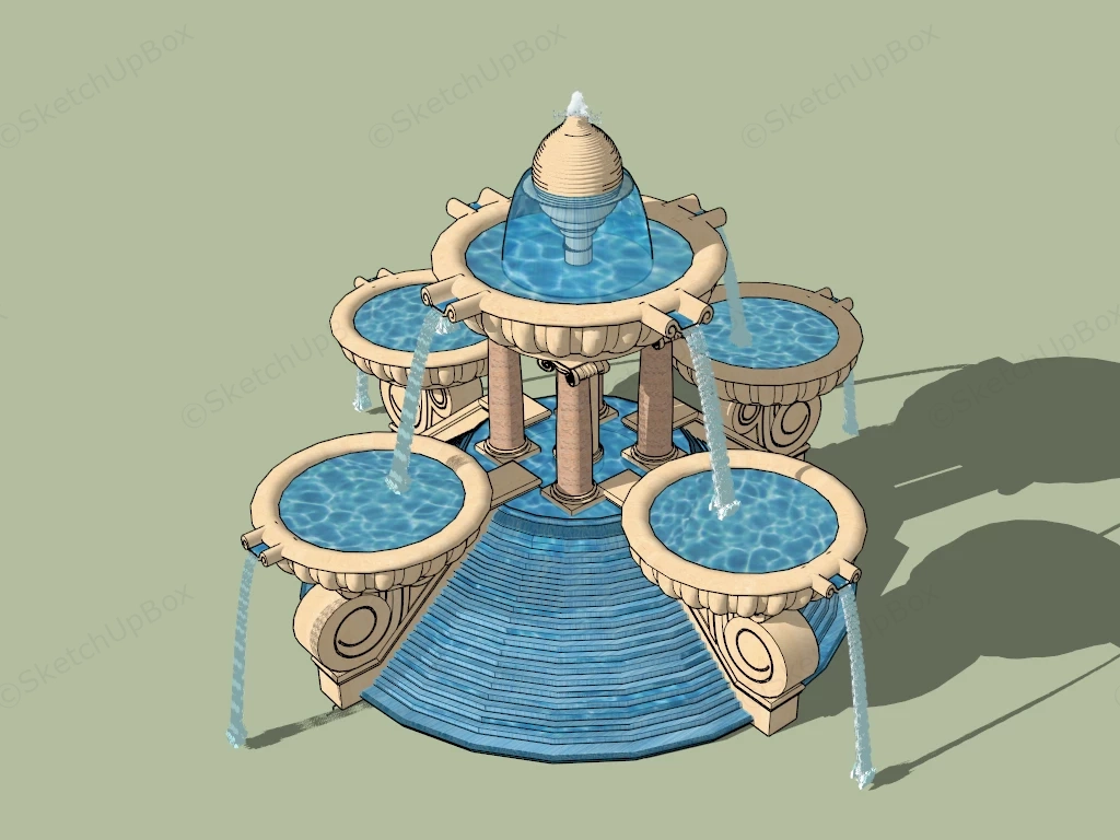Large Water Fountain sketchup model preview - SketchupBox