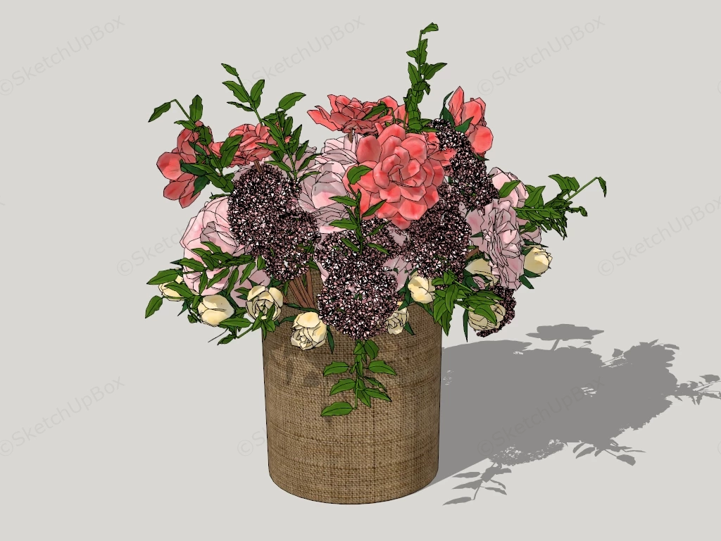 Pink And Red Flower Arrangement sketchup model preview - SketchupBox