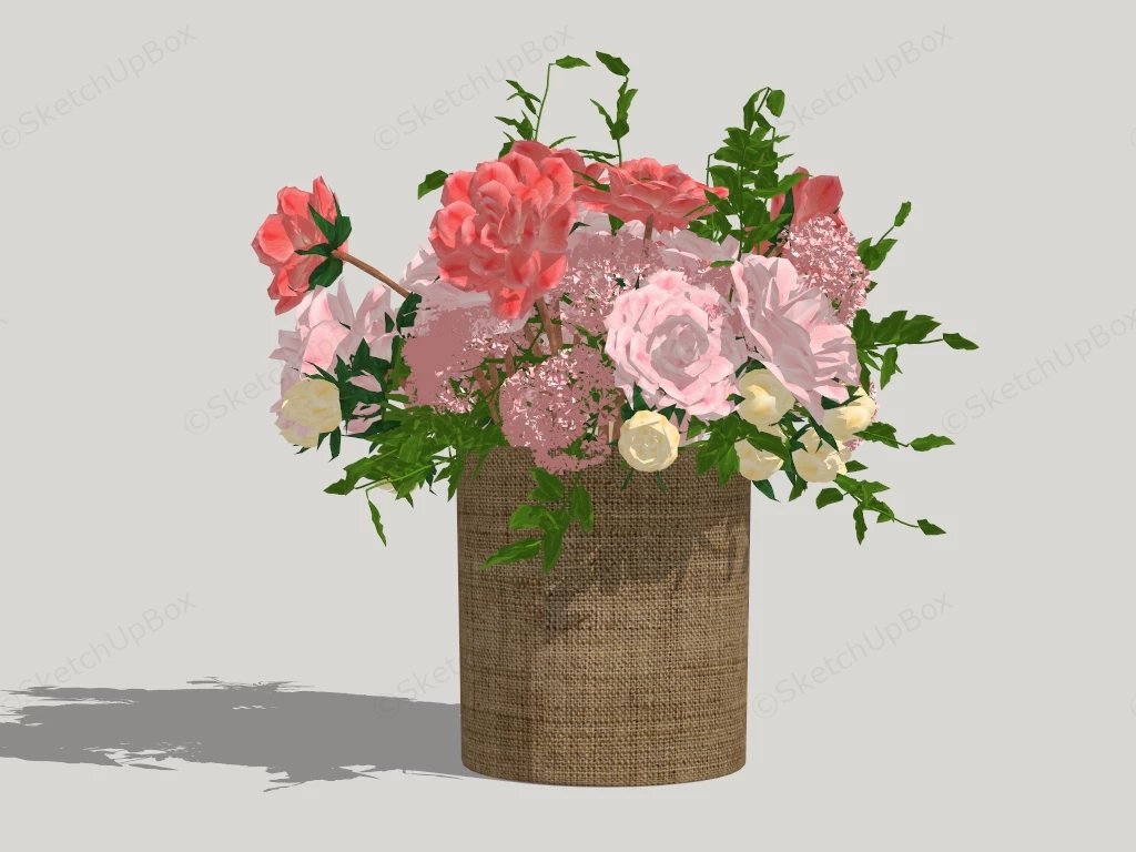 Pink And Red Flower Arrangement sketchup model preview - SketchupBox