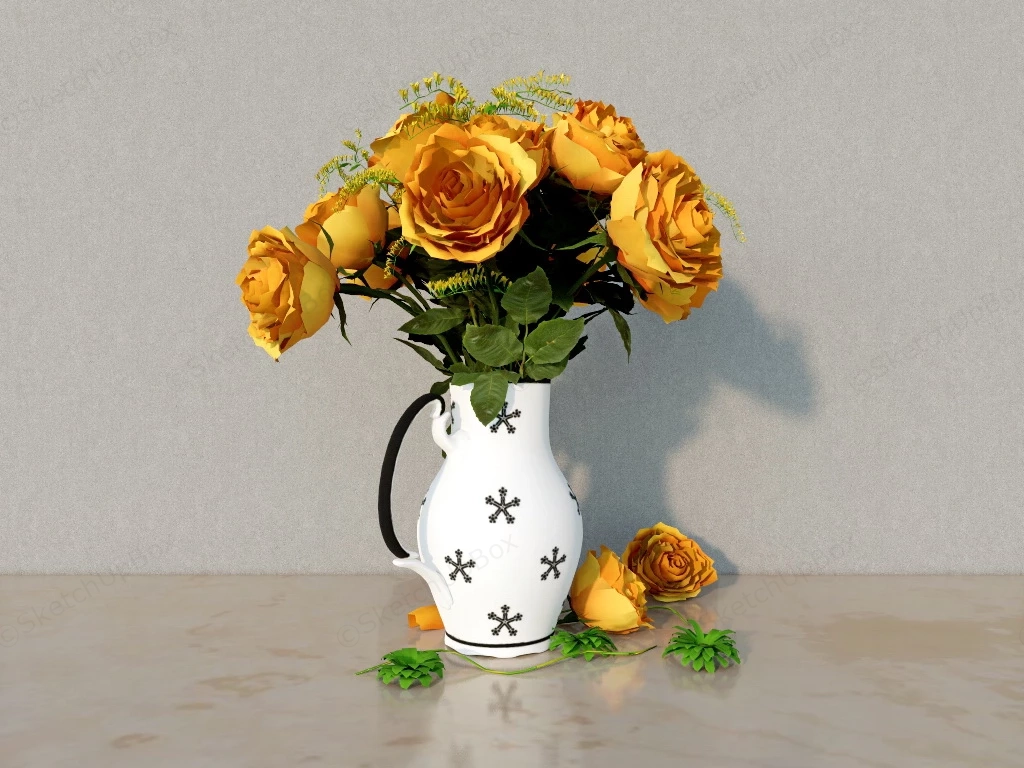 Yellow Roses Flower Arrangement sketchup model preview - SketchupBox