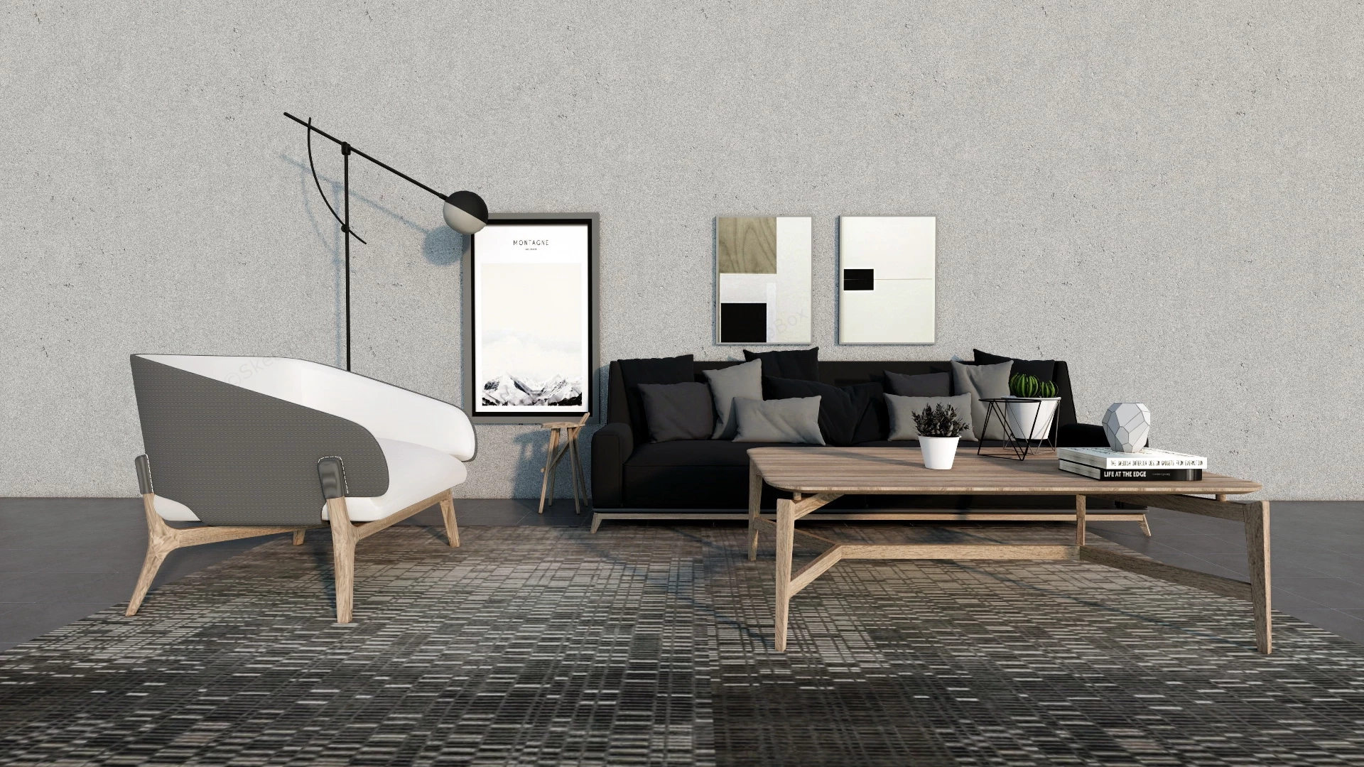 Casual Small Living Room Set sketchup model preview - SketchupBox