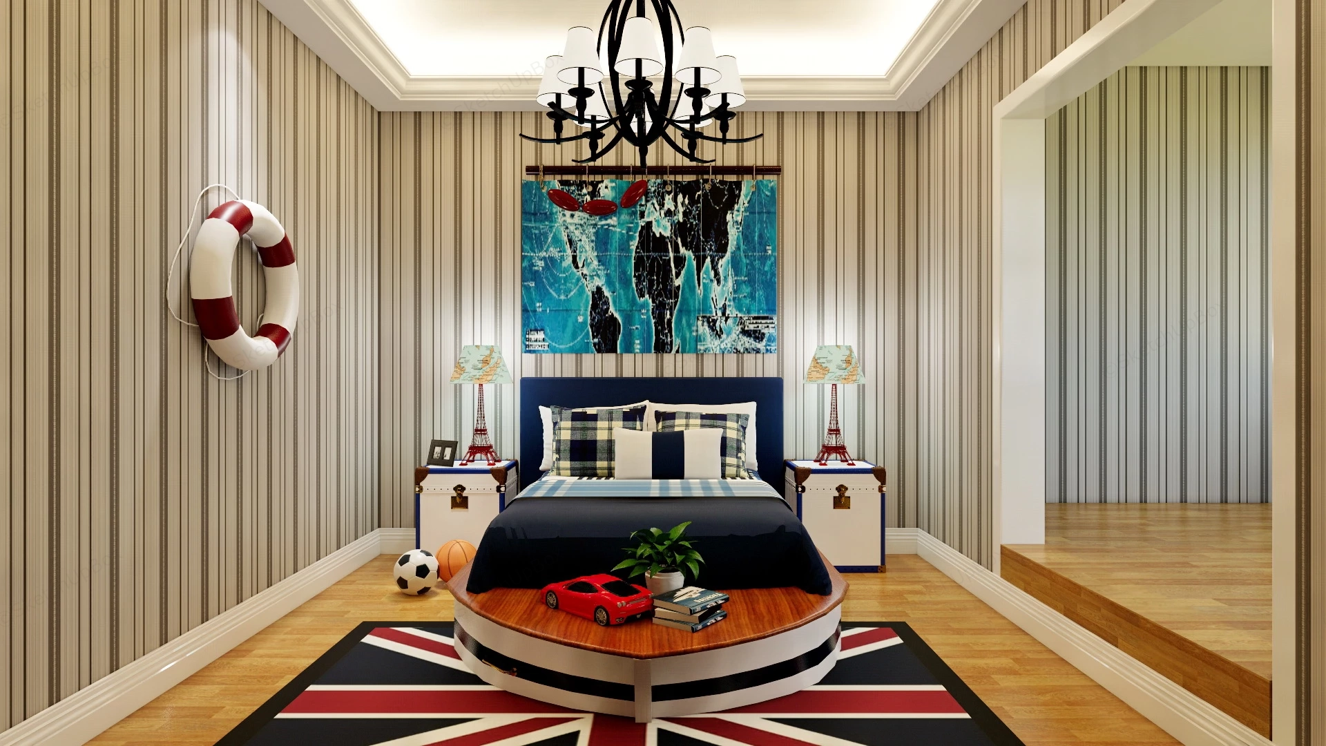 Nautical Kids Room sketchup model preview - SketchupBox