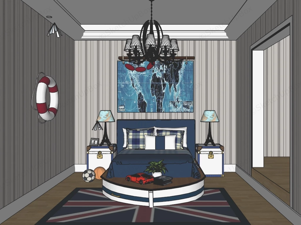 Nautical Kids Room sketchup model preview - SketchupBox