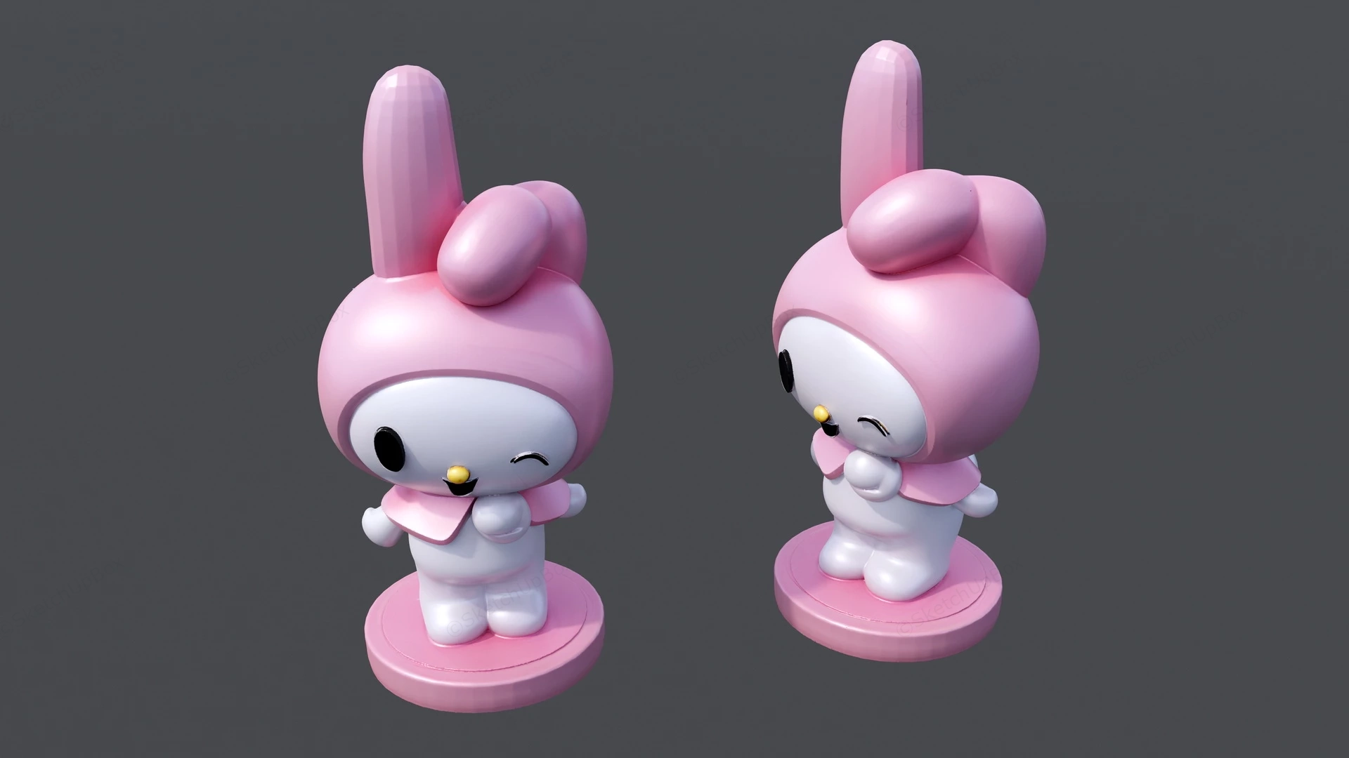 Pink Bunny Figurine sketchup model preview - SketchupBox