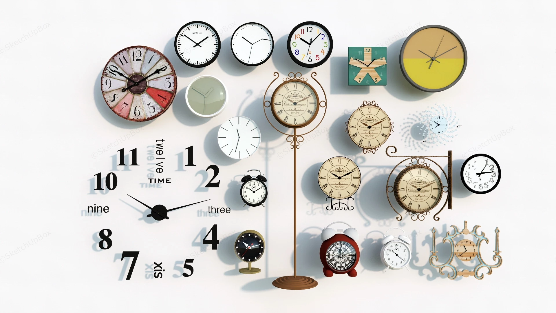 Wall Clock Collection sketchup model preview - SketchupBox