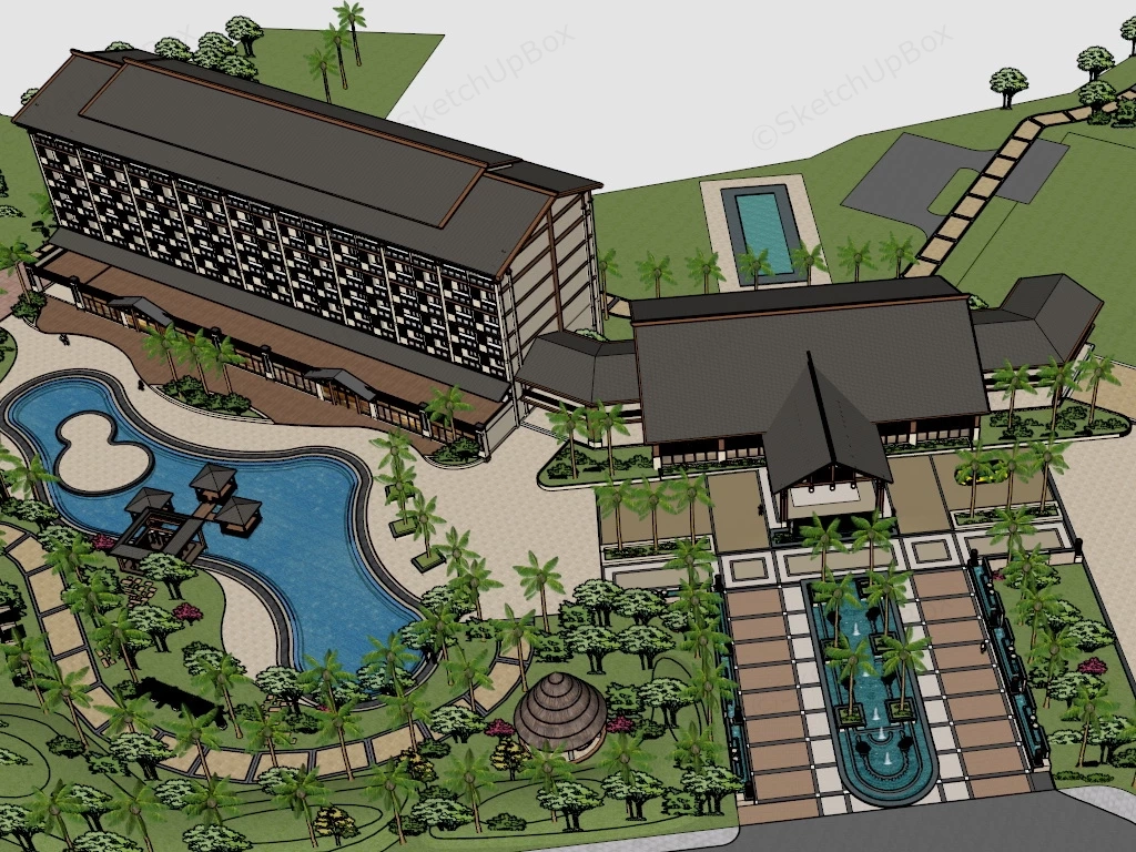 Southeast Asia Resort Hotel sketchup model preview - SketchupBox