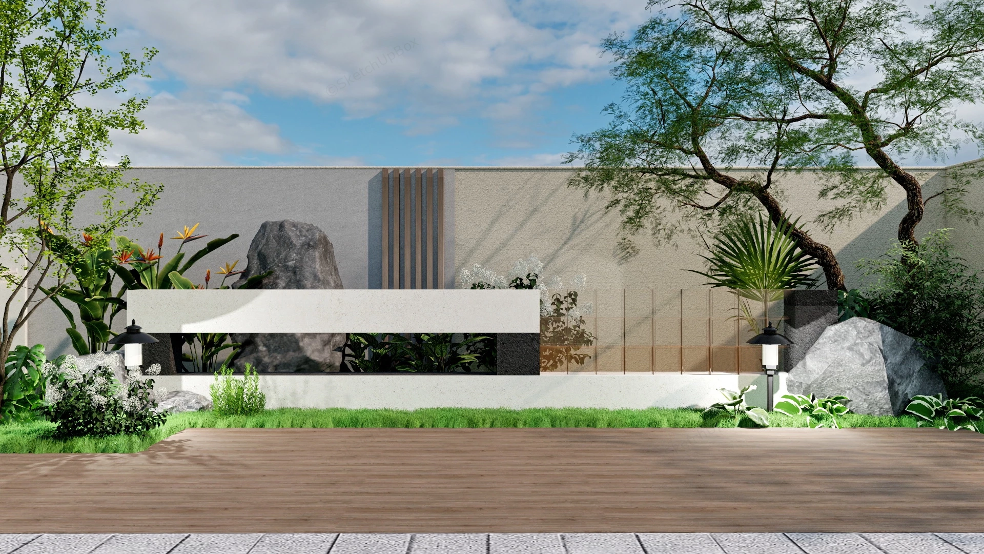 Outdoor Patio Wall Decor sketchup model preview - SketchupBox