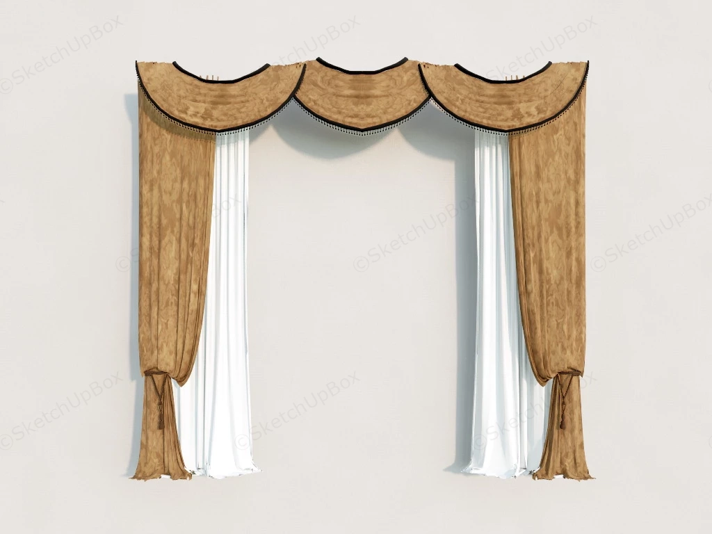 Curtain With Valances And Swags sketchup model preview - SketchupBox