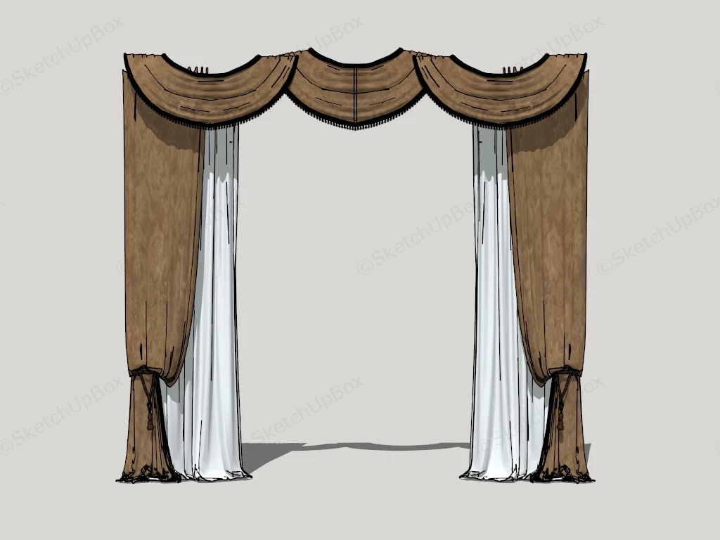 Curtain With Valances And Swags sketchup model preview - SketchupBox