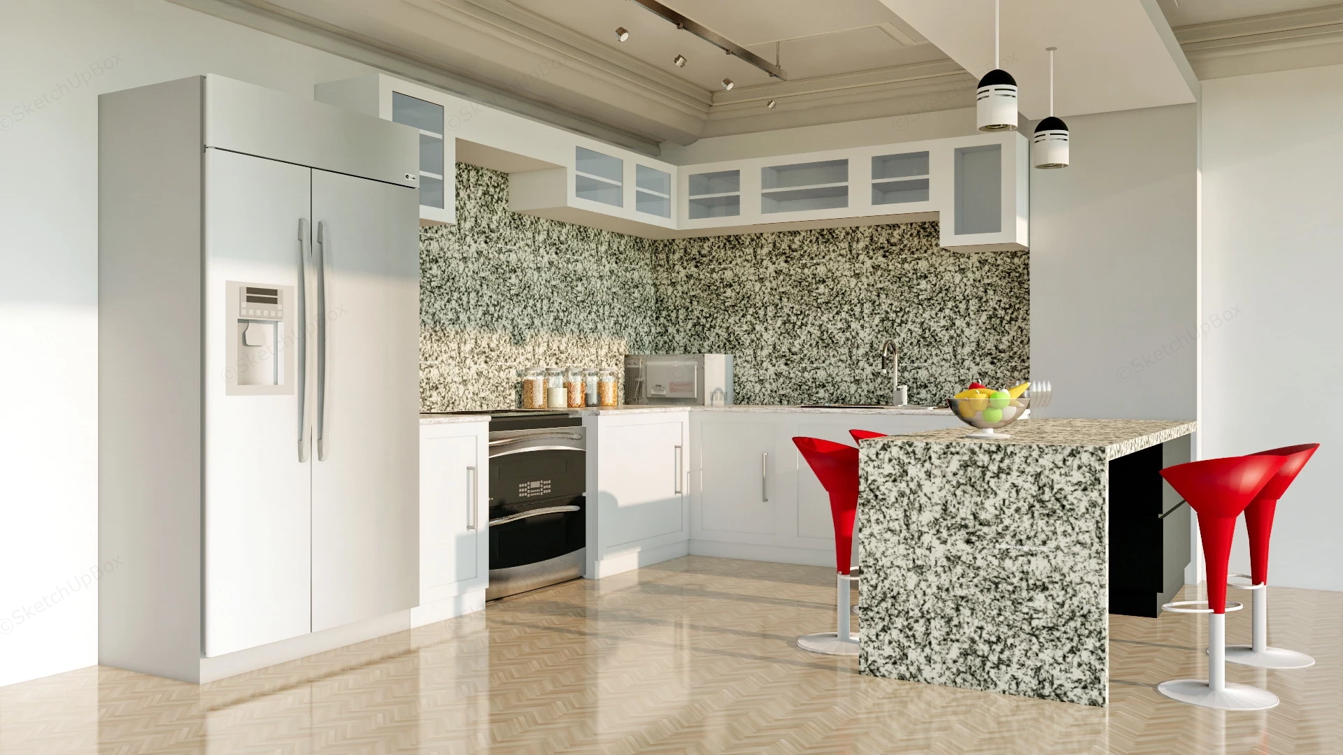 Gray Granite Kitchen sketchup model preview - SketchupBox
