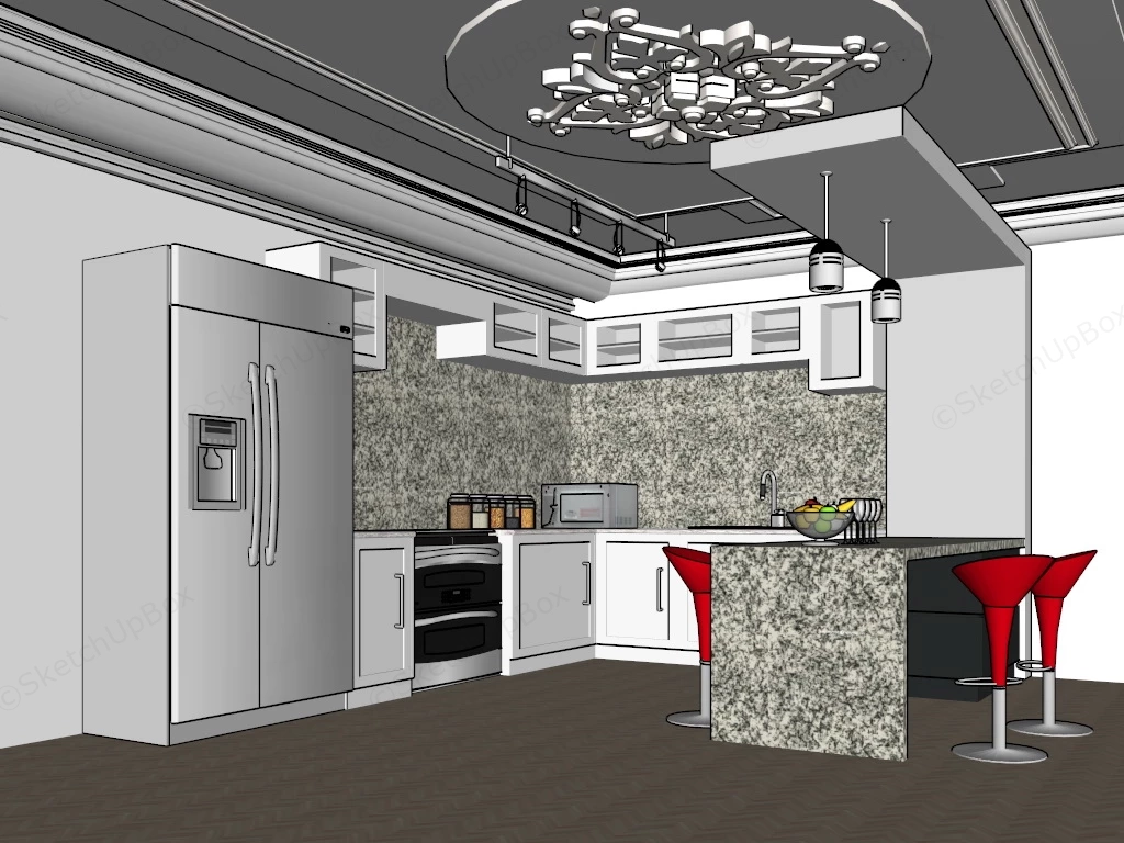 Gray Granite Kitchen sketchup model preview - SketchupBox