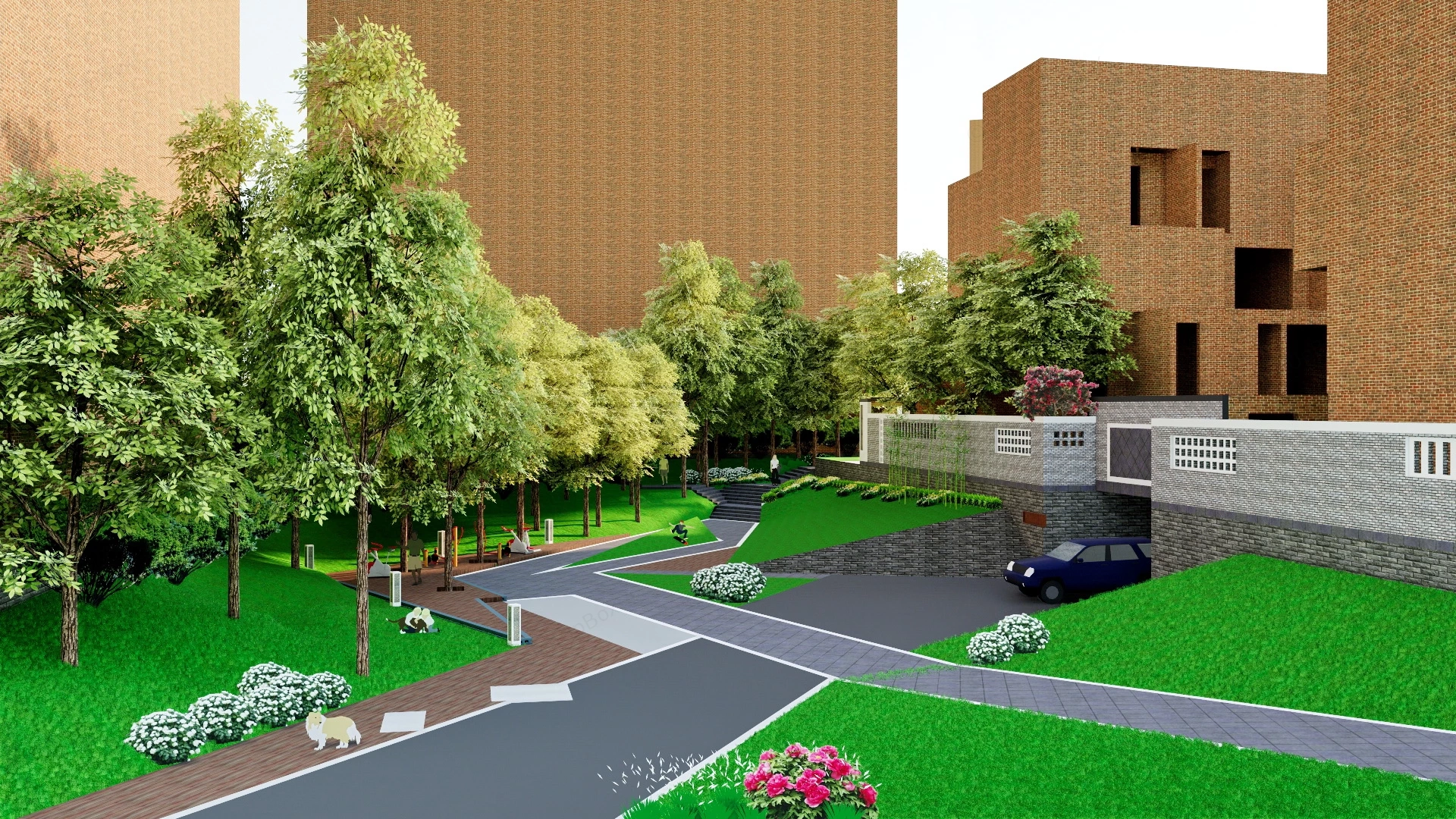 Small Neighborhood Park sketchup model preview - SketchupBox
