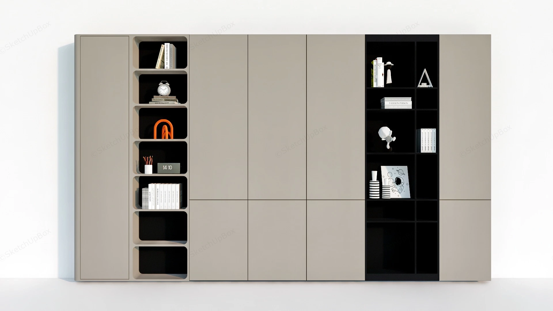 Modern Wardrobe Bookcase Combo sketchup model preview - SketchupBox