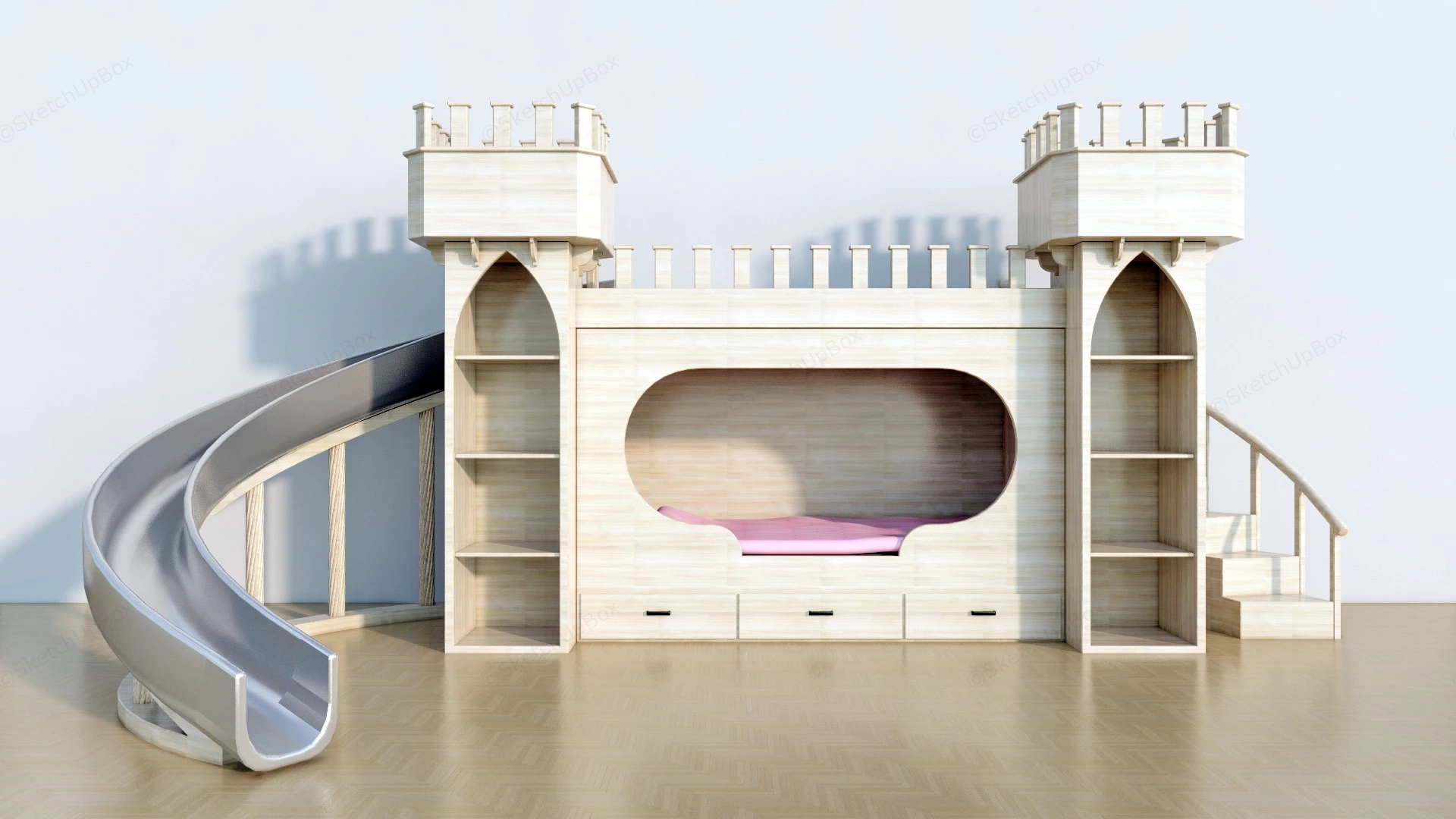 Loft Bed With Slide And Stairs sketchup model preview - SketchupBox