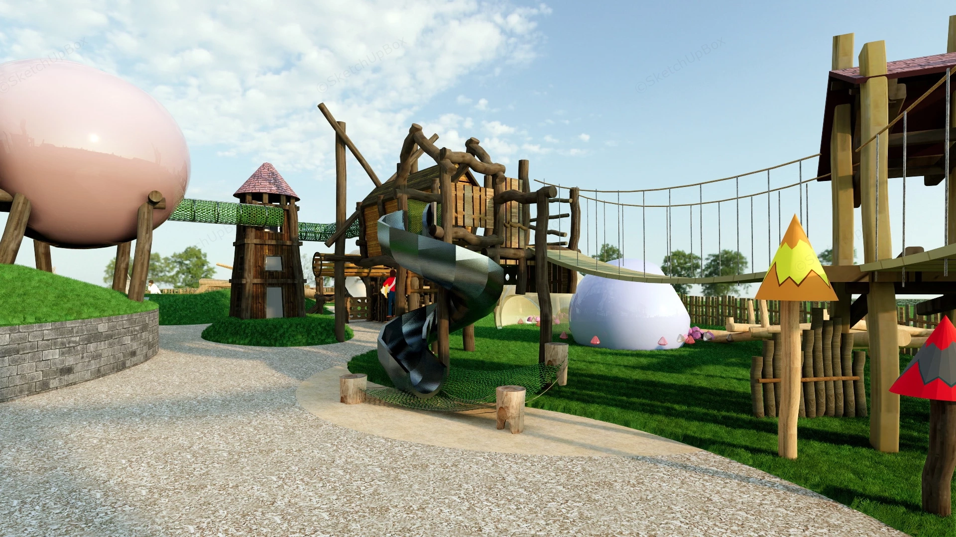 Natural Adventure Playground sketchup model preview - SketchupBox
