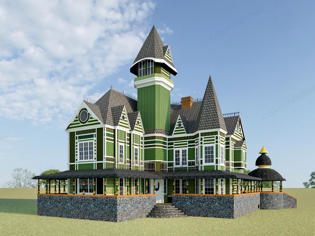 Gothic Victorian House sketchup model preview - SketchupBox