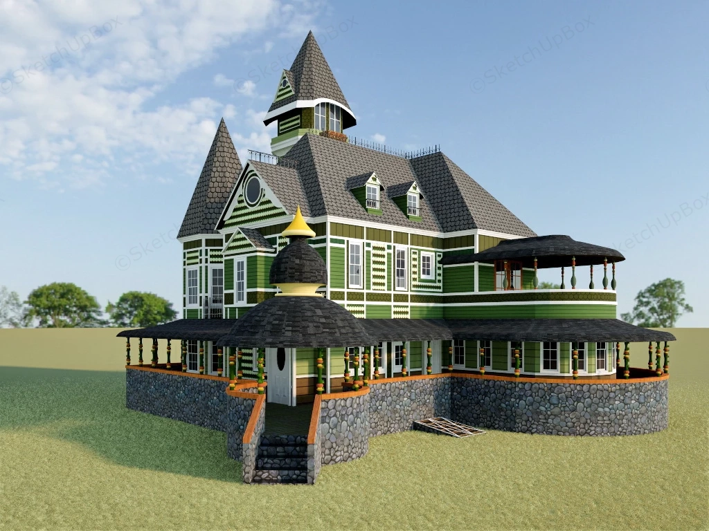 Gothic Victorian House sketchup model preview - SketchupBox