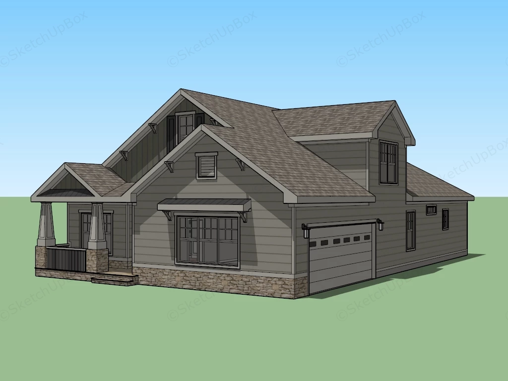 Family Home Design sketchup model preview - SketchupBox
