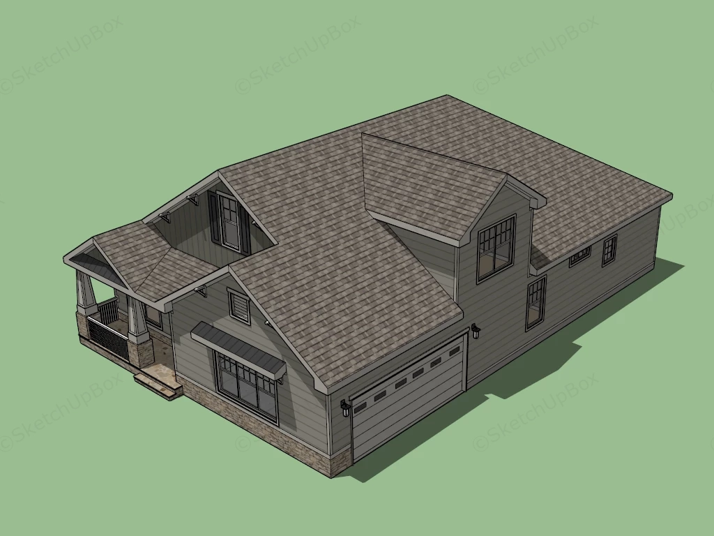 Family Home Design sketchup model preview - SketchupBox