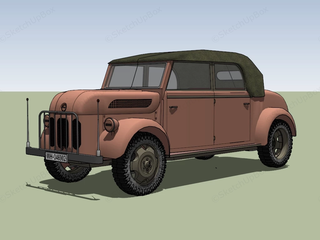 Vintage Sedan Car sketchup model preview - SketchupBox