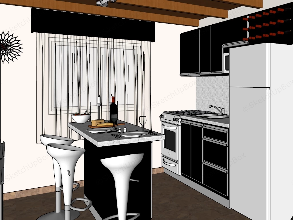 Loft House Kitchen sketchup model preview - SketchupBox
