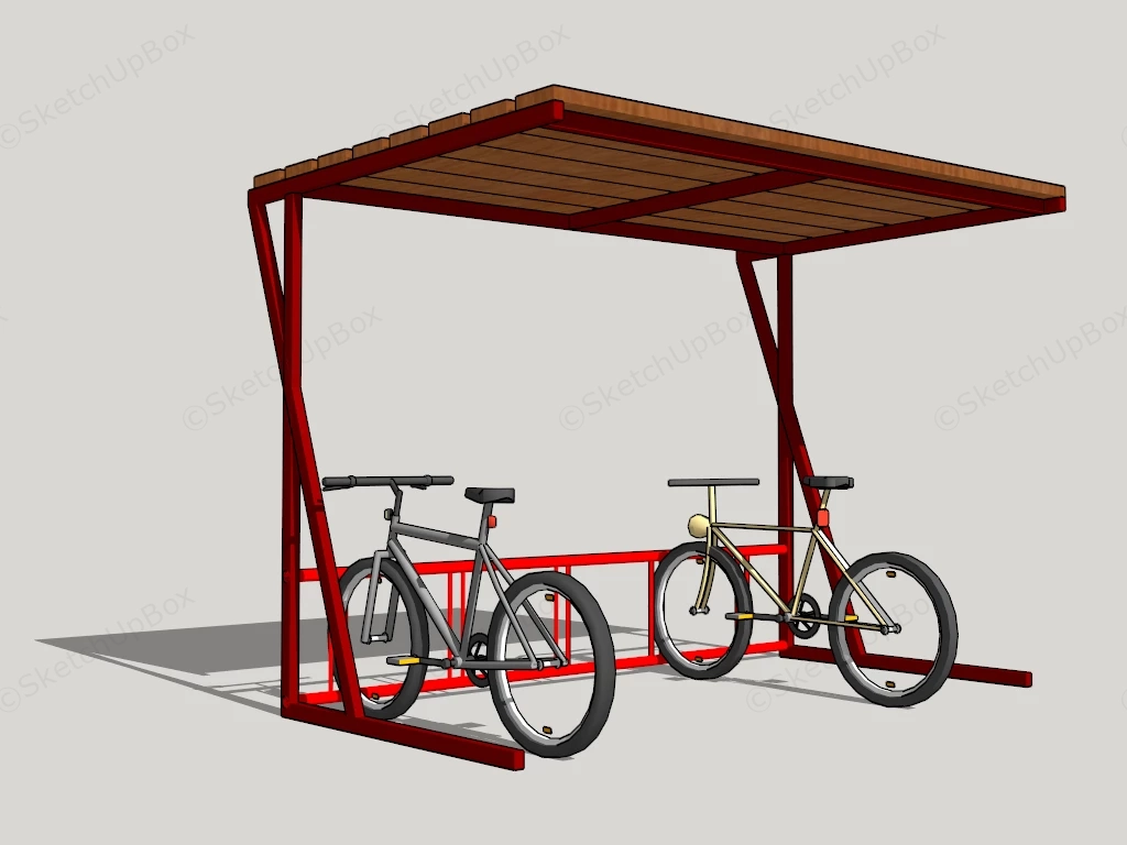 Wooden Bike Shelter sketchup model preview - SketchupBox