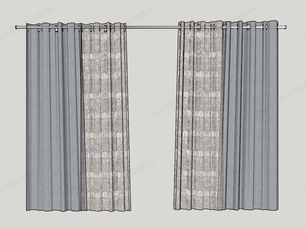 Grommet Curtains With Sheers sketchup model preview - SketchupBox