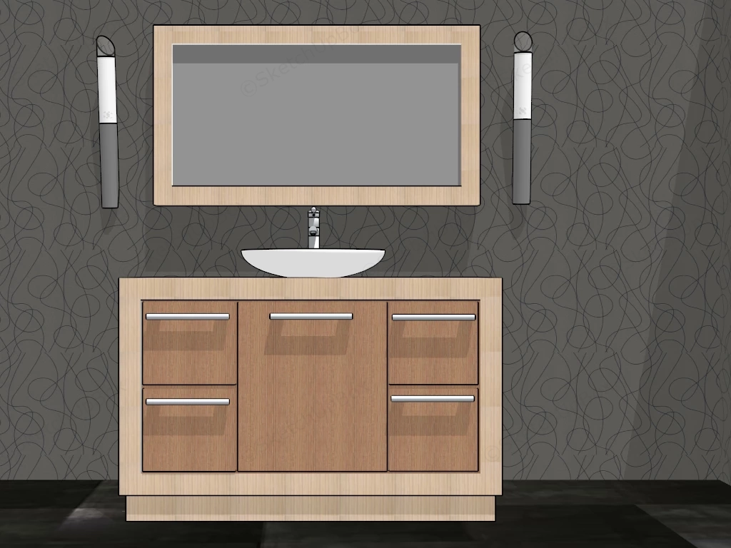 Single Bathroom Vanity sketchup model preview - SketchupBox