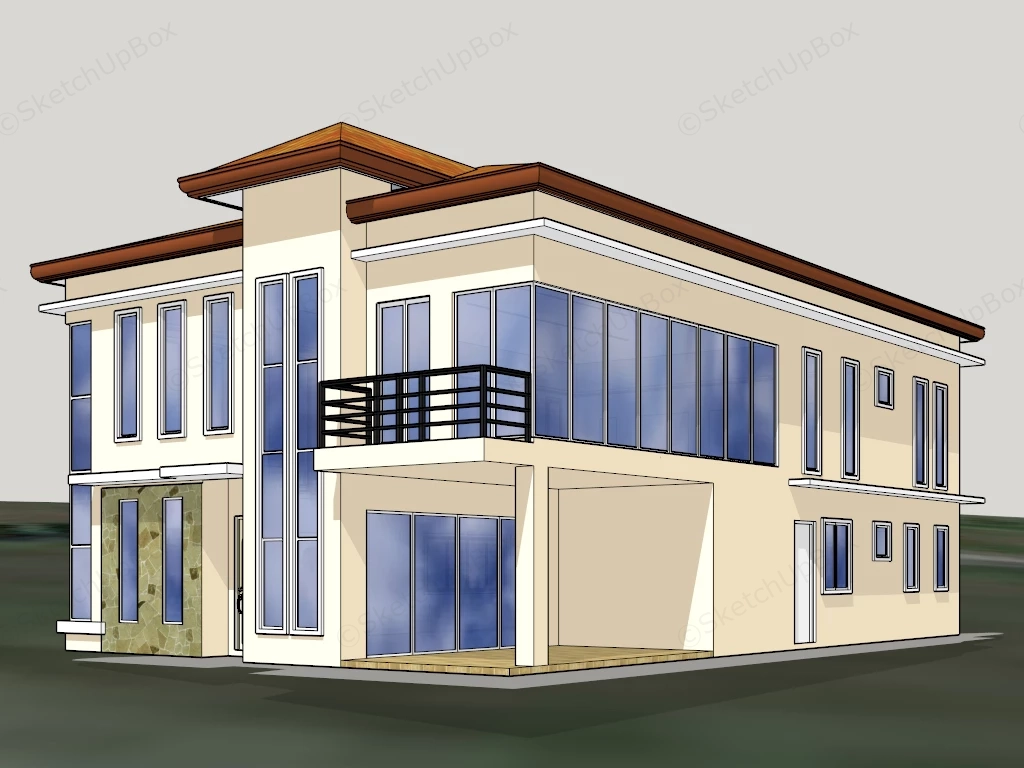 Simple 2 Story House sketchup model preview - SketchupBox