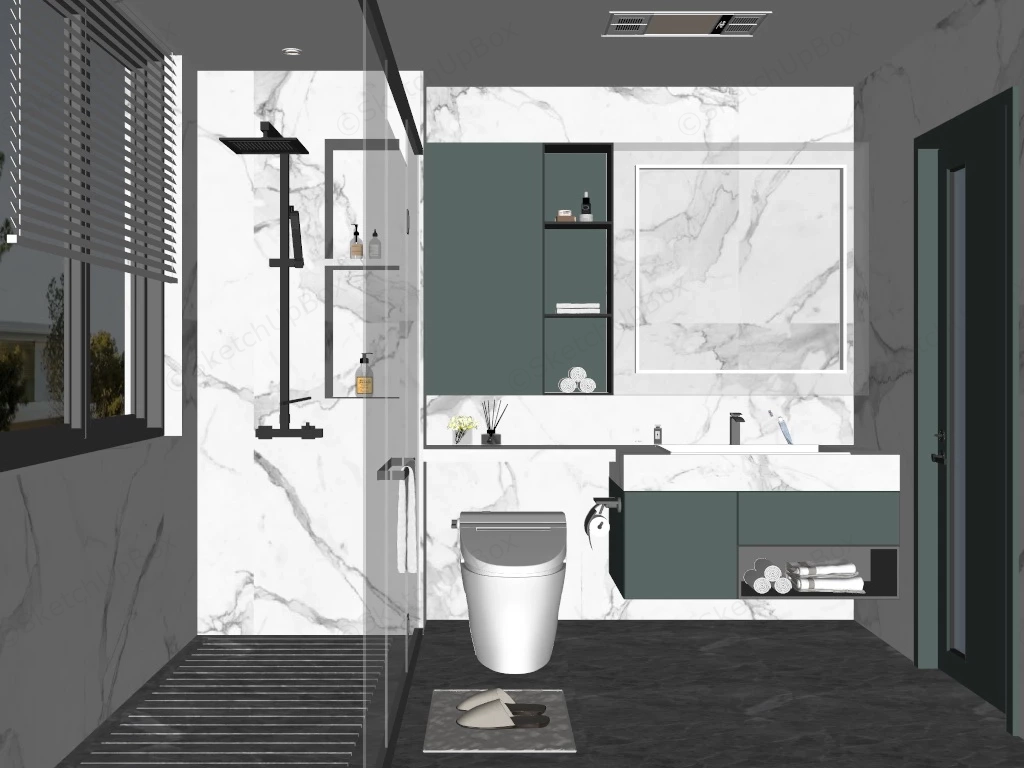 Grey And Green Bathroom sketchup model preview - SketchupBox