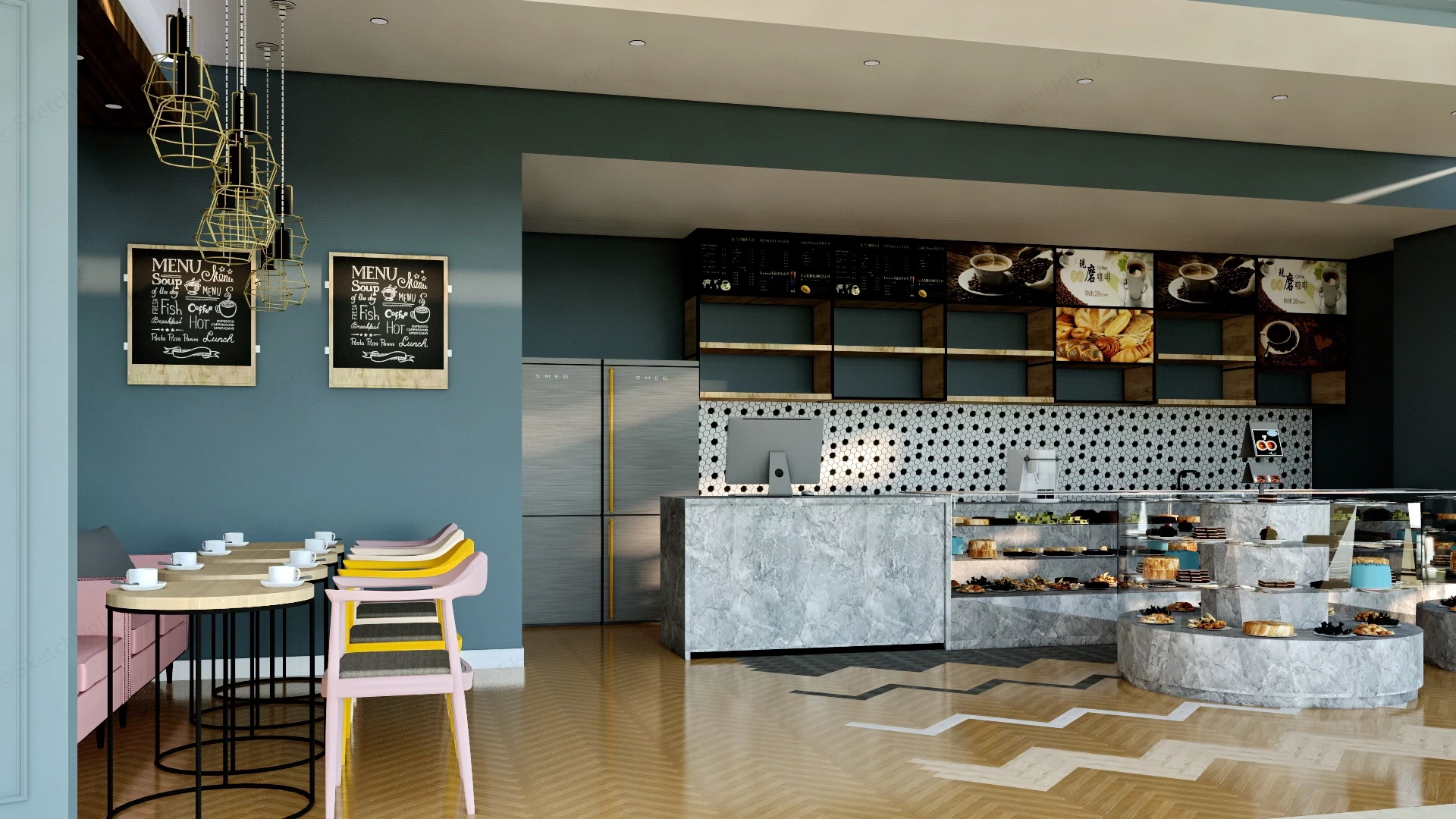 Bakery Shop Interior Design sketchup model preview - SketchupBox