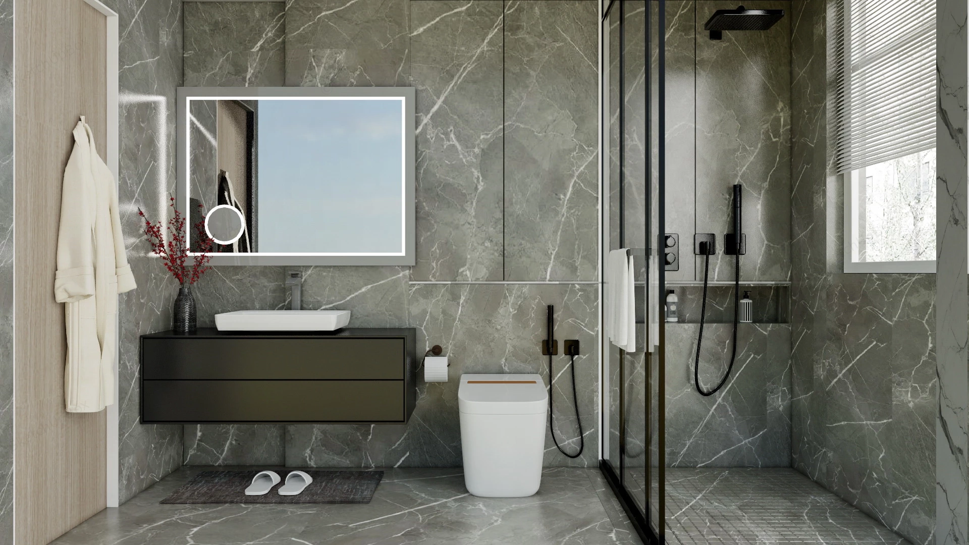 Grey Bathroom Design Idea sketchup model preview - SketchupBox