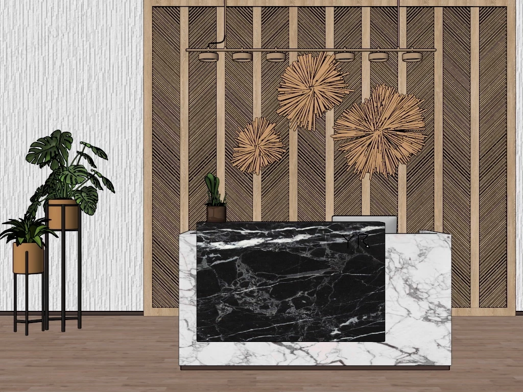 Modern Salon Reception Desk sketchup model preview - SketchupBox