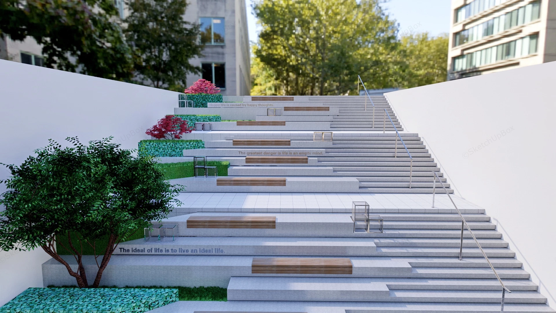 Urban Landscape Design Stairs sketchup model preview - SketchupBox