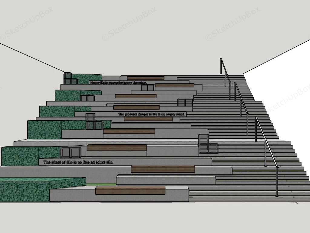 Urban Landscape Design Stairs sketchup model preview - SketchupBox