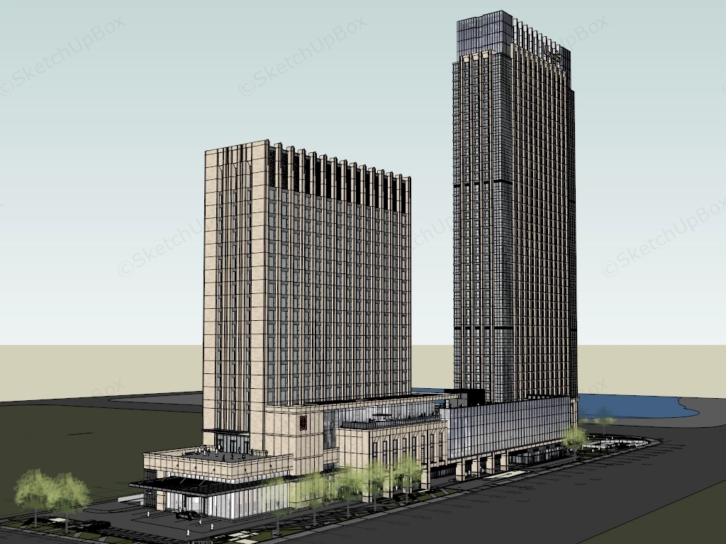 Hualuxe Hotel sketchup model preview - SketchupBox