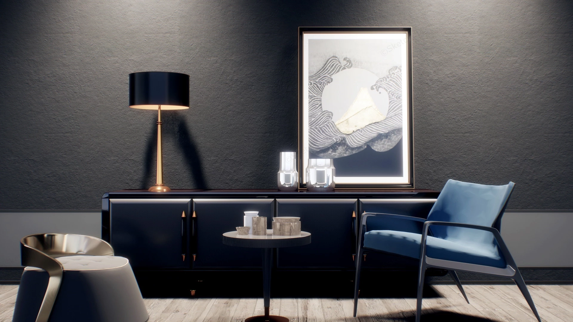 Living Room Accent Furniture Set sketchup model preview - SketchupBox